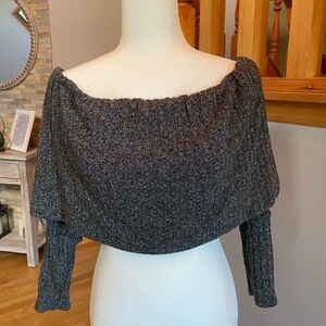 Gray Off-Shoulder Women's Sweater